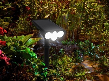 Silna Lampa SOLARNA z CZUJNIKIEM ZMIERZCHU Reflektor ogrodowy LED - CZARNY