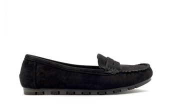 BALERINY MOKASYNY DAMSKIE ZAMSZOWE CZARNE 39