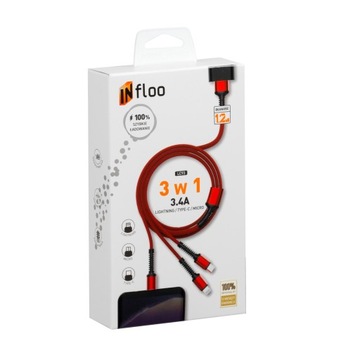 USB-КАБЕЛЬ INFLOO 3в1 LIGHTNING/USB C/microUSB 3.4A