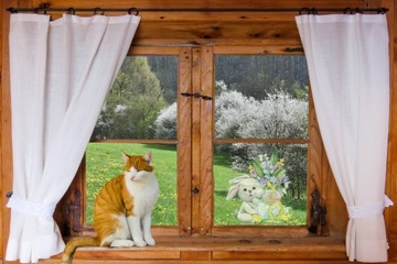 ПАСХАЛЬНЫЙ КРОЛИК-НАКЛЕЙКА - БЕЛЫЙ КРОЛИК-1