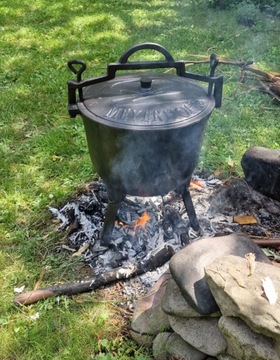 Казан чугунный эмалированный 8 литров, жареное мясо, тушение, БЕСПЛАТНАЯ РУЧКА