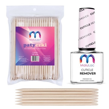 CUTICLE REMOVER usuwa skórki + PATYCZKI MaluLac