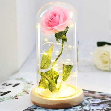 КРАСИВАЯ ИСКУССТВЕННАЯ ВЕЧНАЯ РОЗА В СТЕКЛЕ, ПОДСВЕТКА, ПОДАРОК ​​НА ЖЕНСКИЙ ДЕНЬ