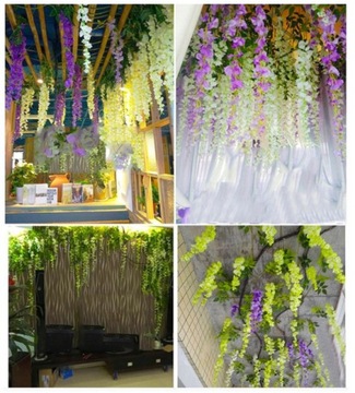 12x WISTERIA GLICYNIA GIRLANDA KWIATOWA GIRLANDY Z WISTERI SZTUCZNE KWIATY