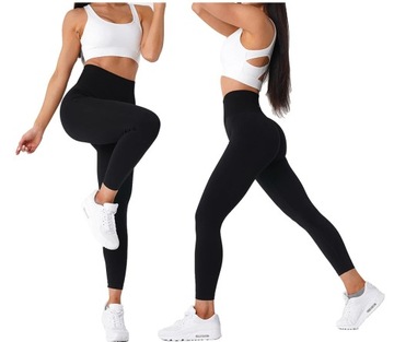 LEGGINSY Getry Fitness MODELUJĄCE kryjące Sport M/L