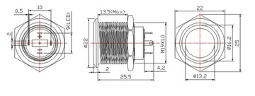 КНОПКА ВАНДАЛЬНАЯ МОНОСТАБИЛЬНАЯ 250В 2А 19х27