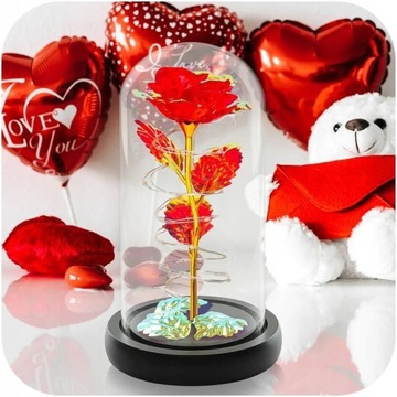 ВЕЧНАЯ СВЕТЯЩАЯСЯ СВЕТОДИОДНАЯ РОЗА В СТЕКЛЕ ДЛЯ ПОДАРКА НА ДЕНЬ МАТЕРИ + КОРОБКА