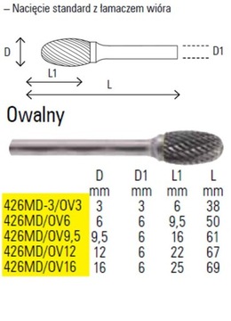 Pilnik obrotowy frez OWALNY Beta 426MD/OV16