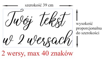 Naklejka personalizowana Twój tekst, 39 cm szer