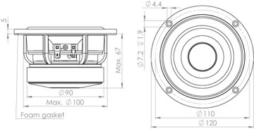 Среднечастотный динамик Wavecor WF120BD03, 12 см, 4 Ом