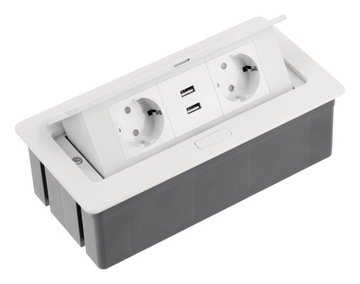 Przedłużacz biurkowy SOFT 2x schuko, USB, biały