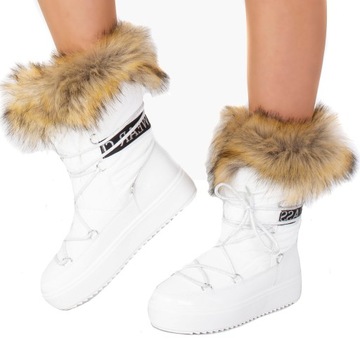 БЕЛЫЕ СНЕЖНЫЕ БОТИНКИ С МЕХОВЫМ УТЕПЛИТЕЛЕМ ЗИМНИЕ БОТИНКИ 36