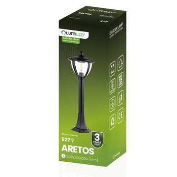 Наружный садовый светильник ФОНАРНЫЙ СТОЙК 60см LED E27 ЧЕРНЫЙ IP44