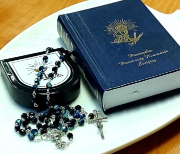 Розарий Navy Blue Petrol Iridescent Booklet Navy Blue Communion Case