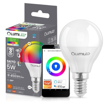 ŻARÓWKA LED E14 5W RGB CCT + BIAŁY WIFI TUYA SMART INTELIGENTNA APLIKACJA