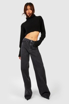 SZEROKIE NOGAWKI BASIC FZS NG2__XL BOOHOO BAWEŁNIANE SPODNIE JEANS