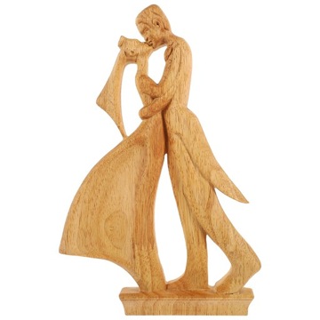 ROMANTYCZNA DREWNIANA STATUA PARY WYJĄTKOWA FIGURKA CAŁUJĄCEGO KOCHANIKA WALENTYNKI