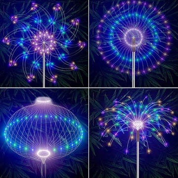 СОЛНЕЧНАЯ LED ЛАМПА, дерево, одуванчик, фейерверк, 4 шт + пульт