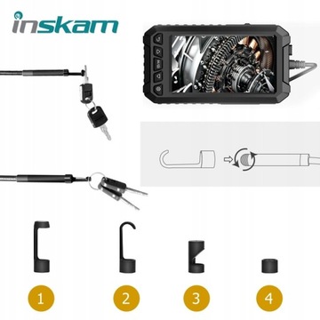 ИНСПЕКЦИОННАЯ КАМЕРА Трубный эндоскоп 4 насадки 1080P FULL HD 5-дюймовый IPS-ЭКРАН