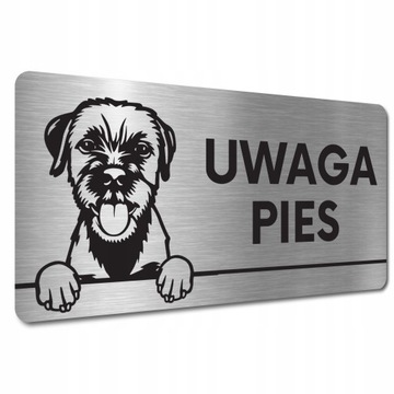 TABLICZKA UWAGA PIES ZŁY GROŹNY - Border terrier TABLICZKA UWAGA ZŁY PIES