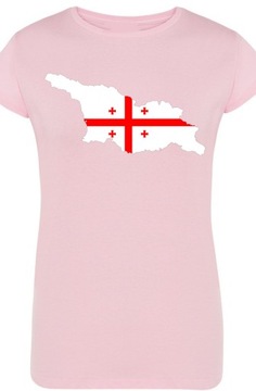 Flaga Gruzji Damski T-shirt Logo Nadruk Rozm.XL