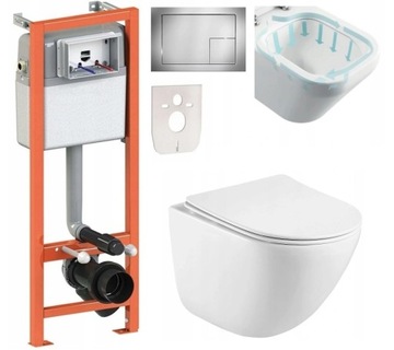 ZESTAW podtynkowy WC STELAŻ miska wc Rimelss DESKA