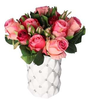 Белая керамическая ваза с кристаллами TG53032-1 гламур 18 см