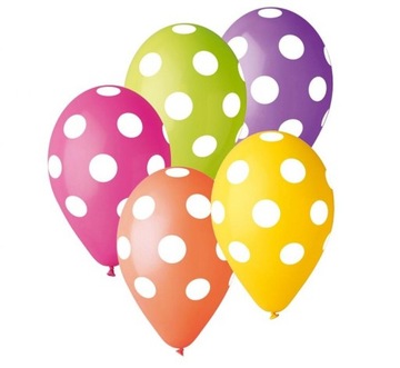 BALONY GROSZKI GROCHY KOLOROWE URODZINY ZESTAW5szt
