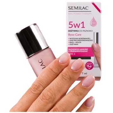 Кондиционер для ногтей Semilac ROSE CARE 5в1 Nail Power