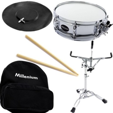 SD-17 Snare Drum Starter Kit Werbel stalowy 13'' Pokrowiec Statyw Millenium