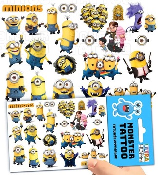 TATUAŻE ZMYWALNE TYMCZASOWE DLA DZIECI DZIECIĘCE MINIONKI WZORY ORYGINALNE