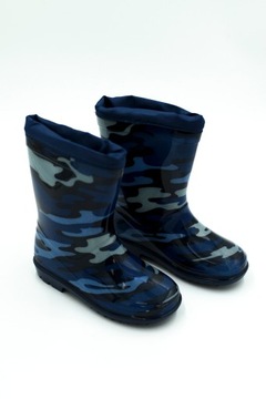 Kalosze DZIECIĘCE gumowce WSUWANE moro GRANATOWE (30)