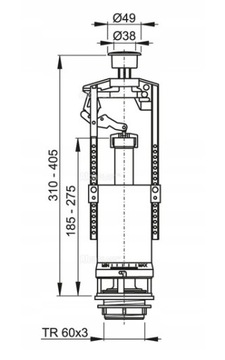 Сливной клапан ALCAPLAST для бачка START/STOP C2000-CHROM