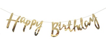 GIRLANDA URODZINOWA HAPPY BIRTHDAY baner złota