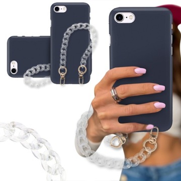 ETUI BLINK MAT GRANAT do IPHONE 8 Biały Łańcuszek