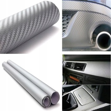 FOLIA 3D 127 x 50cm OKLEINA KARBON SREBRNA CARBON