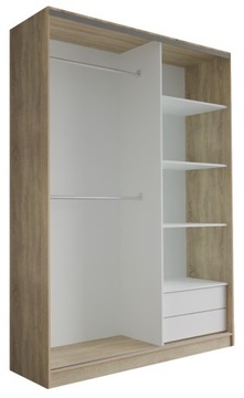 ШКАФ РАЗДВИЖНЫЙ - 2D 140x250 СМ SONOMA + БЕЛАЯ ДОСКА