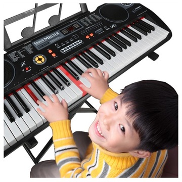 DUŻY KEYBOARD ORGANY PIANINO PODŚWIETLANE KLAWISZE LED TRYB LEKCJI+MIKROFON