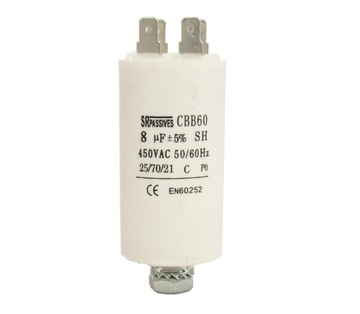 Kondensator rozruchowy silnika 8uF 450V SR styki