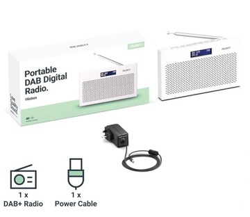 Белый портативный радиоприемник на батарейках DAB+ FM Majority Histon 2 Alarm