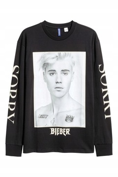 Cienka Bluza Top z długim rękawem JUSTIN BIEBER H&M r.L