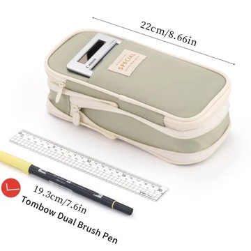 БОЛЬШОЙ школьный пенал с двумя отделениями, складной для аксессуаров, косметичка 3-в-1