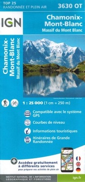 CHAMONIX MASYW MONT BLANC MAPA TURYSTYCZNA 3630