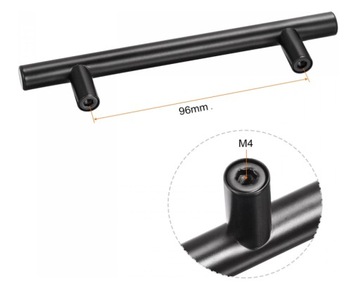 UCHWYT MEBLOWY relingowy reling 128mm Czarny Mat rączka meblowa