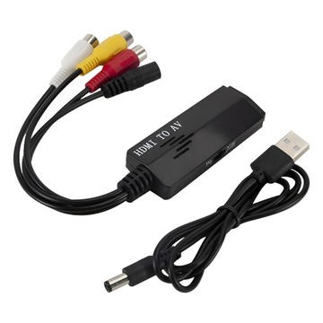 Konwerter obrazu i dźwięku z HDMI na AV 3x cinch RCA (żeńskie) przejściówka