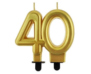 Свічка B&C цифра 40, металік золота, 8.0 см