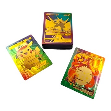 КАРТЫ POKEMON PIKACHU 3в1 165 ШТ. ПОДАРОЧНЫЙ НАБОР ЗОЛОТО ЧЕРНАЯ РАДУГА