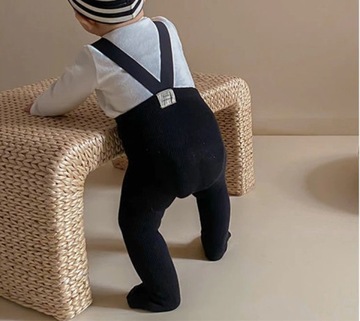 Колготки в рубчик с подтяжками Серые S 0-6 месяцев