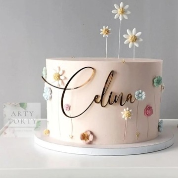 Топпер с именным топпером на боковую часть торта золотой ДЕКОР НАЗВАНИЕ ИМЯ золотое зеркало