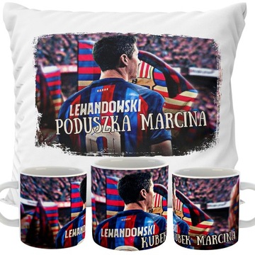 ZESTAW PODUSZKA +KUBEK LEWANDOWSKI RL9 BARCA IMIĘ